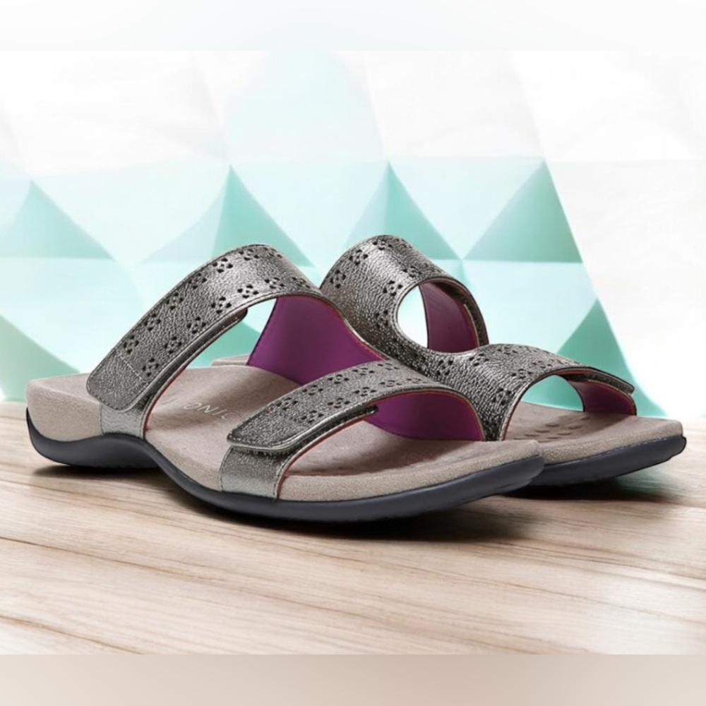 MINT💥 VIONIC NAKIA PEWTER Orthotic women’s sandals shoes size 9